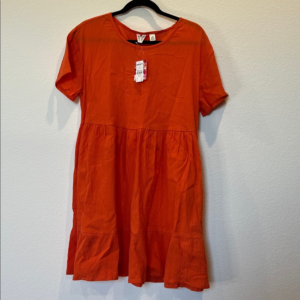 Roxy Short Sleeve Orange Mini Dress